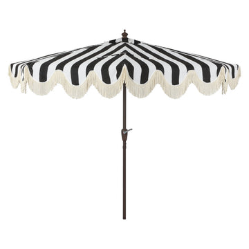 Beverly 9 ft. Designer Classic Scalloped Fringe Half Market Patio Umbrella